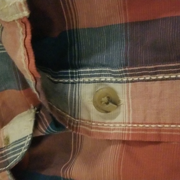 L. L.  BEAN XXL PLAID BLUE RED MENS SHORT SLEEVE LINEN COTTON SHIRT - Picture 9 of 11